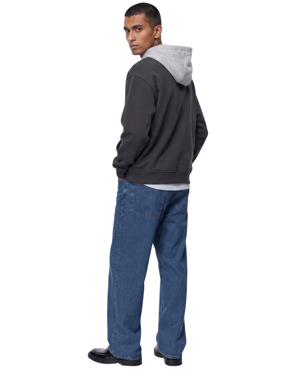 Charcoal With Grey Basic Kangaroo Hoodie