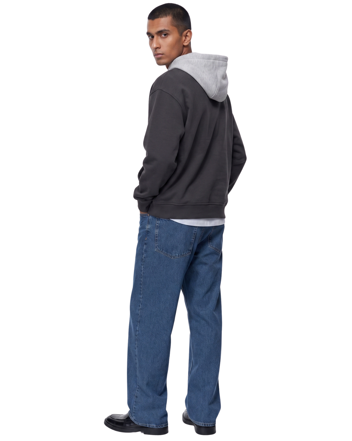 Charcoal With Grey Basic Kangaroo Hoodie