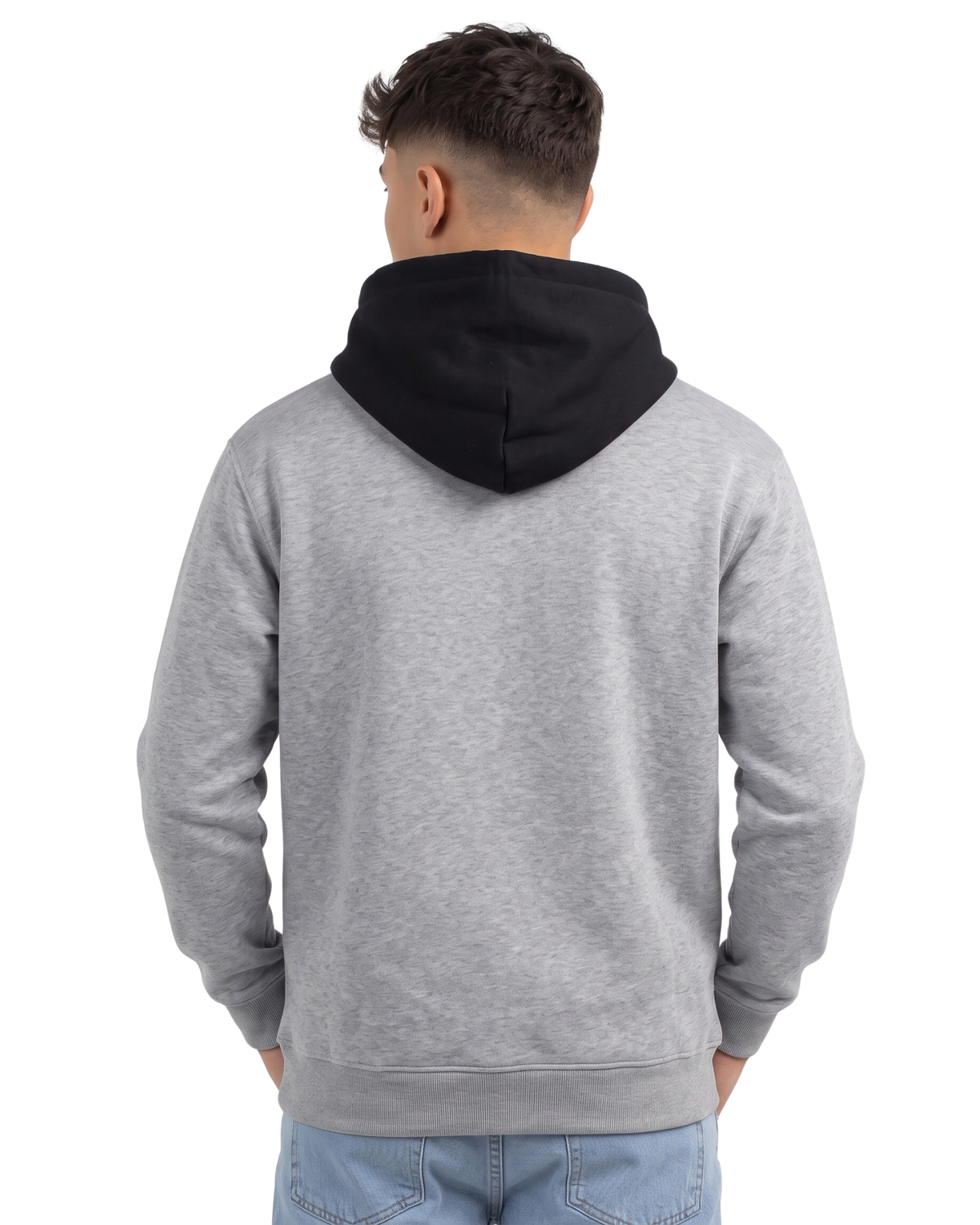 Grey With Black Basic Kangaroo Hoodie