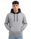 Grey With Black Basic Kangaroo Hoodie