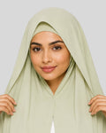 Pista Green Modest Chiffon Hijab with Built-in Magnets