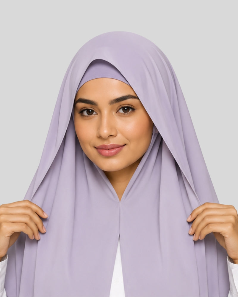 Light Purple Modest Chiffon Hijab with Built-in Magnets