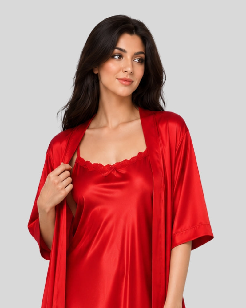 Red Luxe Silk 2-Piece Nightwear Set