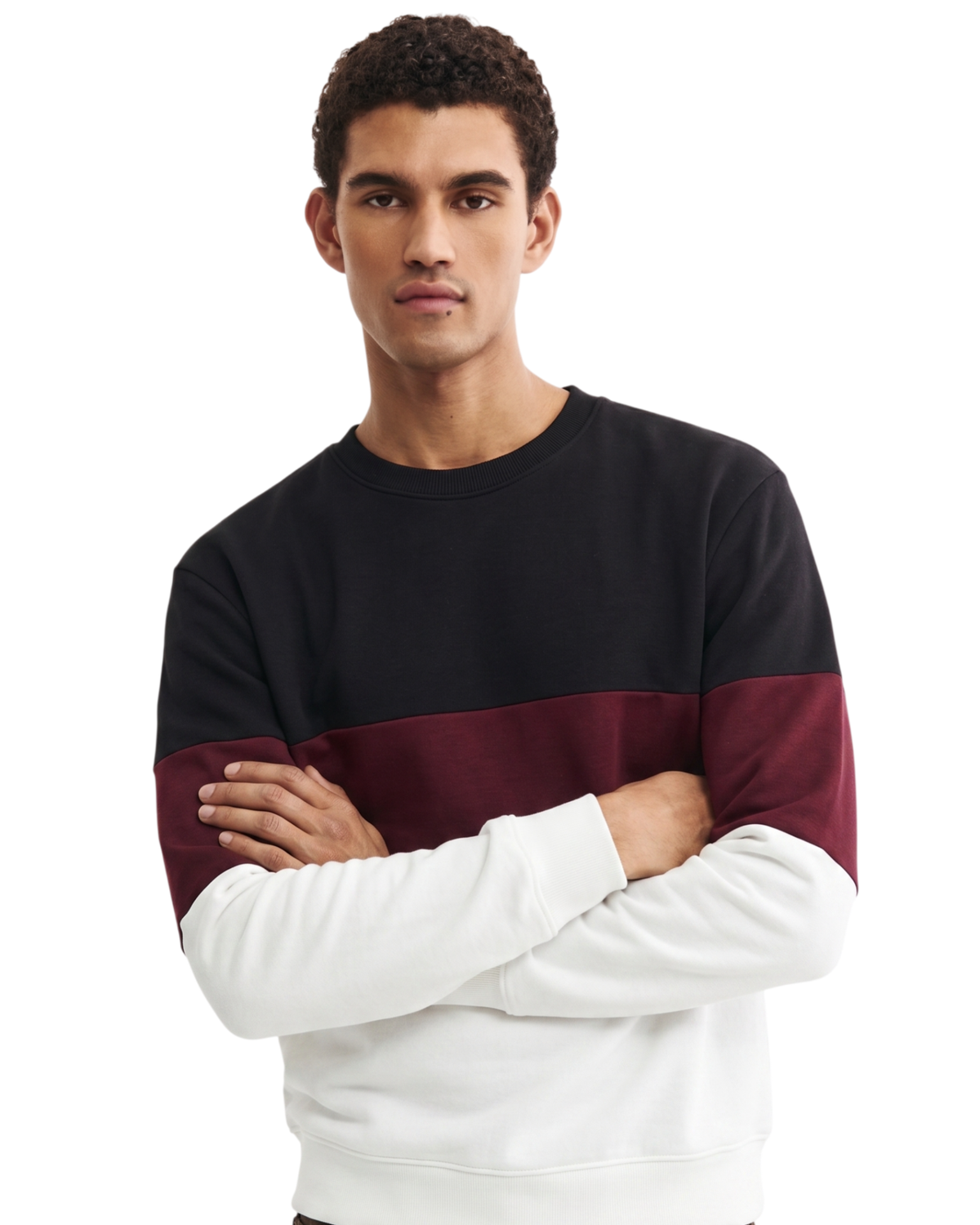 Maroon And White with Black Fiber block Sweatshirt
