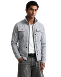 Grey Modern Style Zipper Jacket For Men