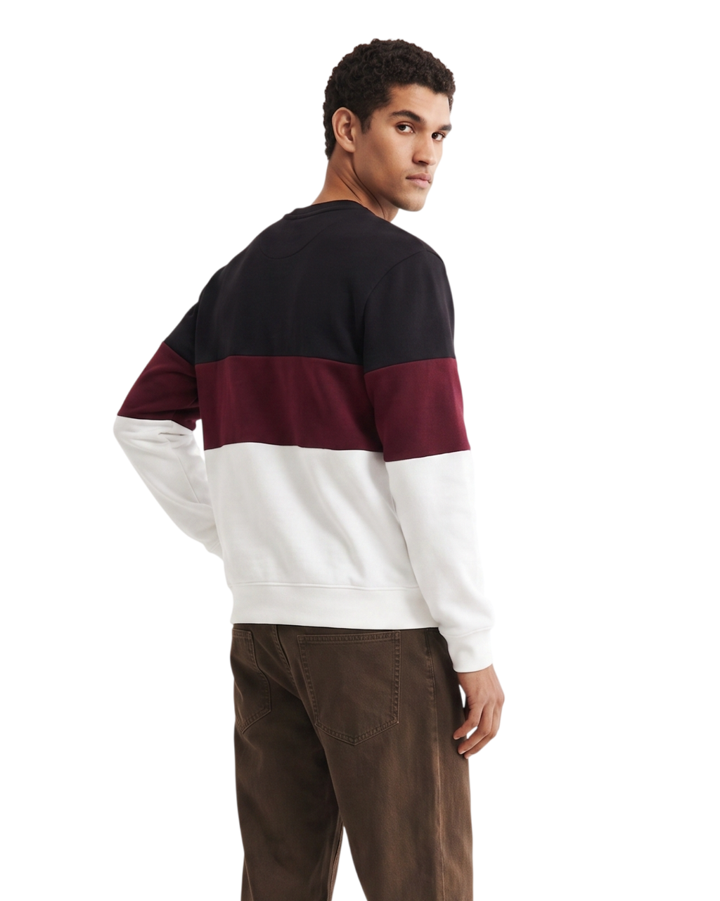 Maroon And White with Black Fiber block Sweatshirt