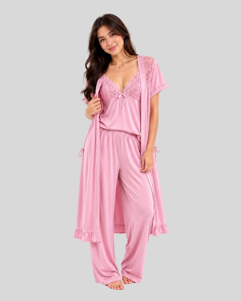 Blush Pink 5-Piece Silk Set