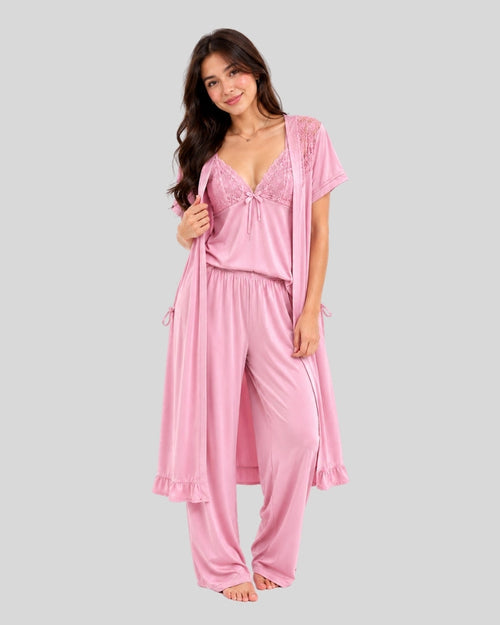 Blush Pink 5-Piece Silk Set