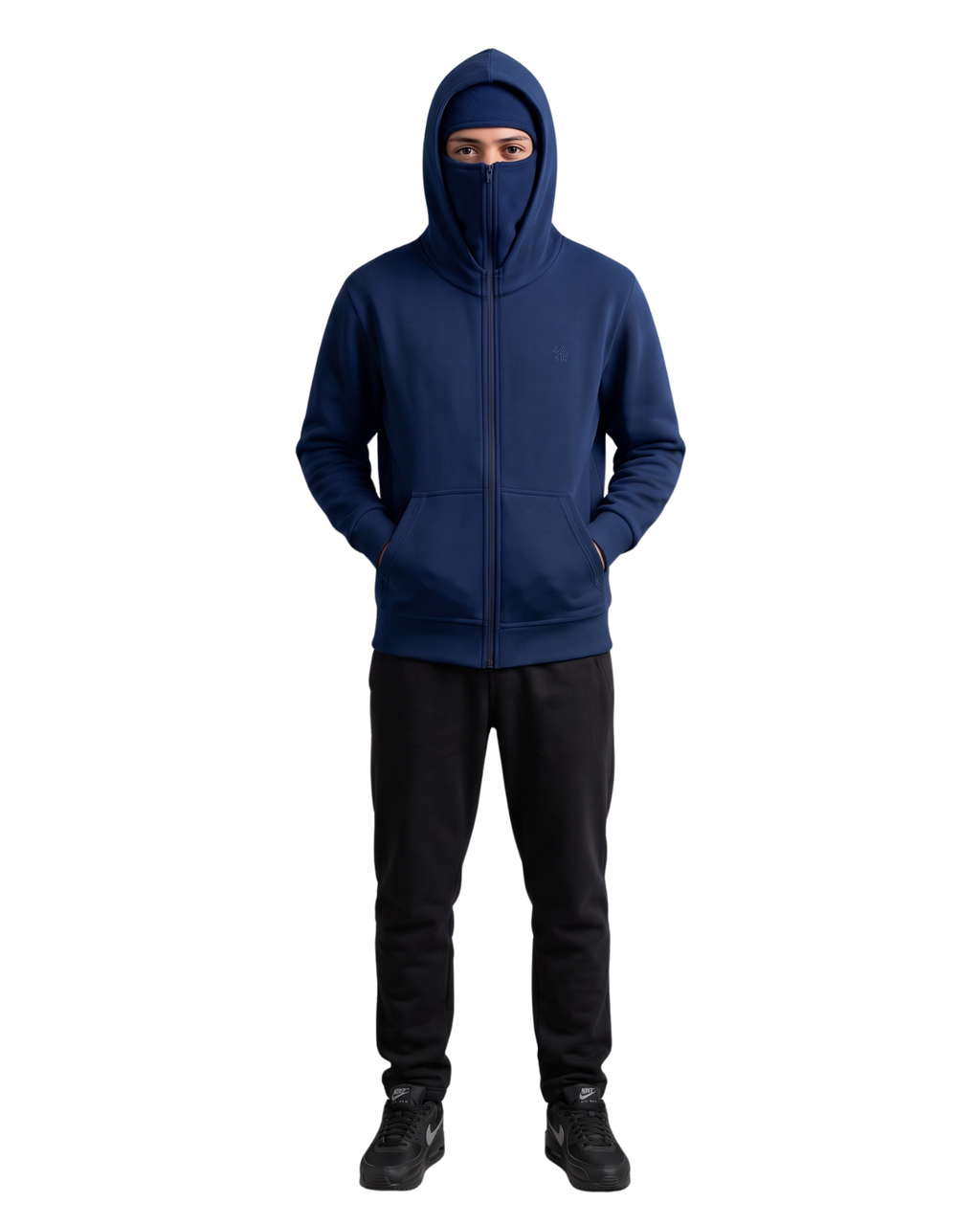 Navy Blue Balaclava Ninja Zipper Hoodie Jacket