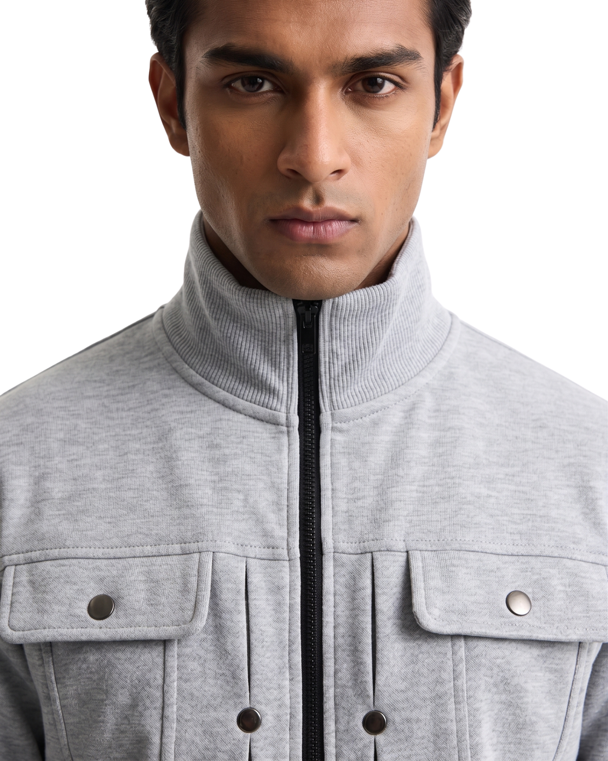 Grey Modern Style Zipper Jacket For Men