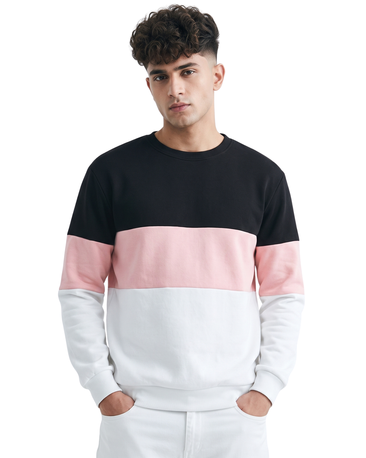 Black Pink And White Block Sweatshirt