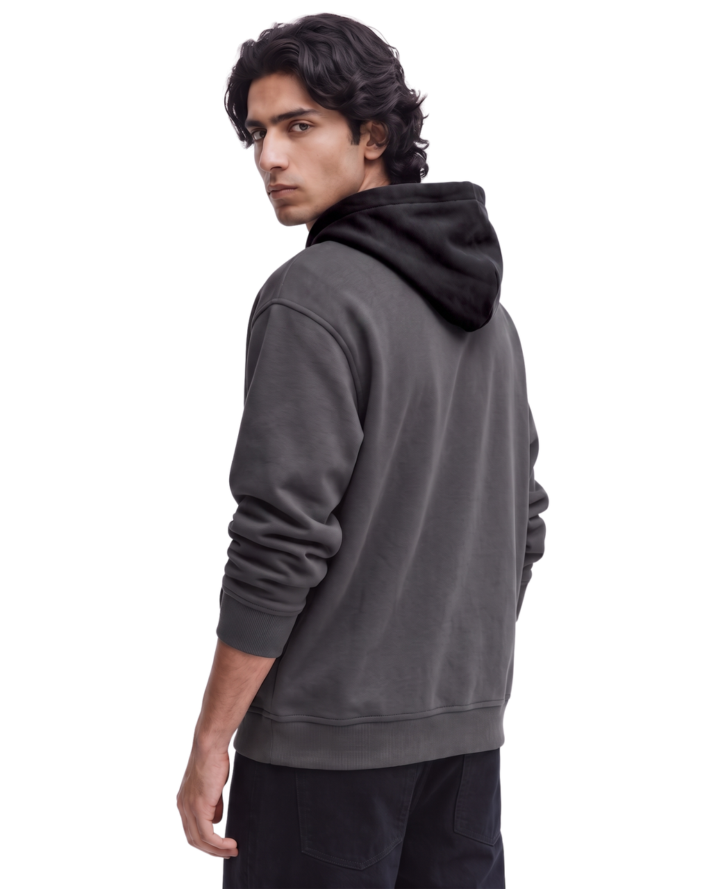 Charcoal With Black Basic Kangaroo Hoodie
