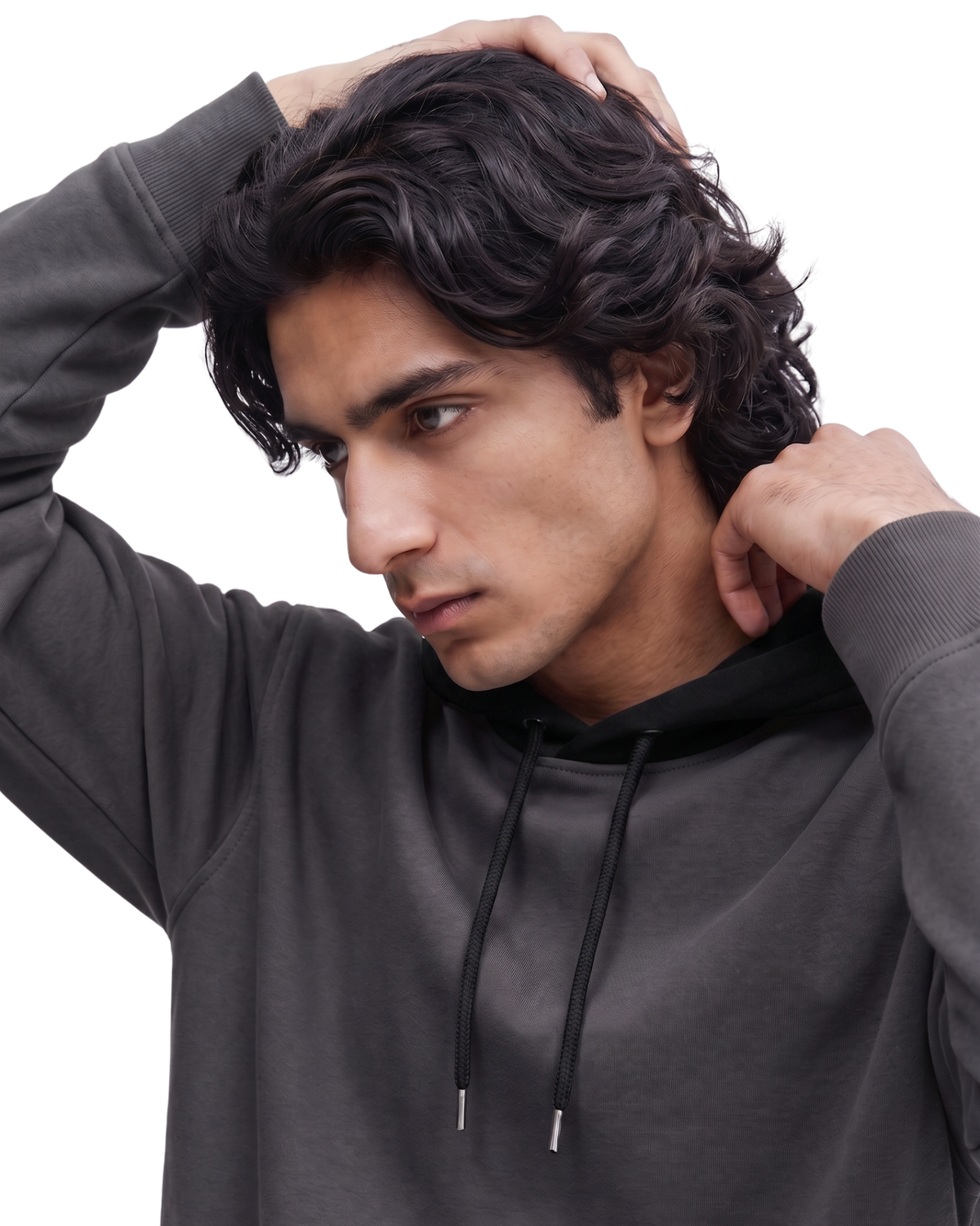 Charcoal With Black Basic Kangaroo Hoodie