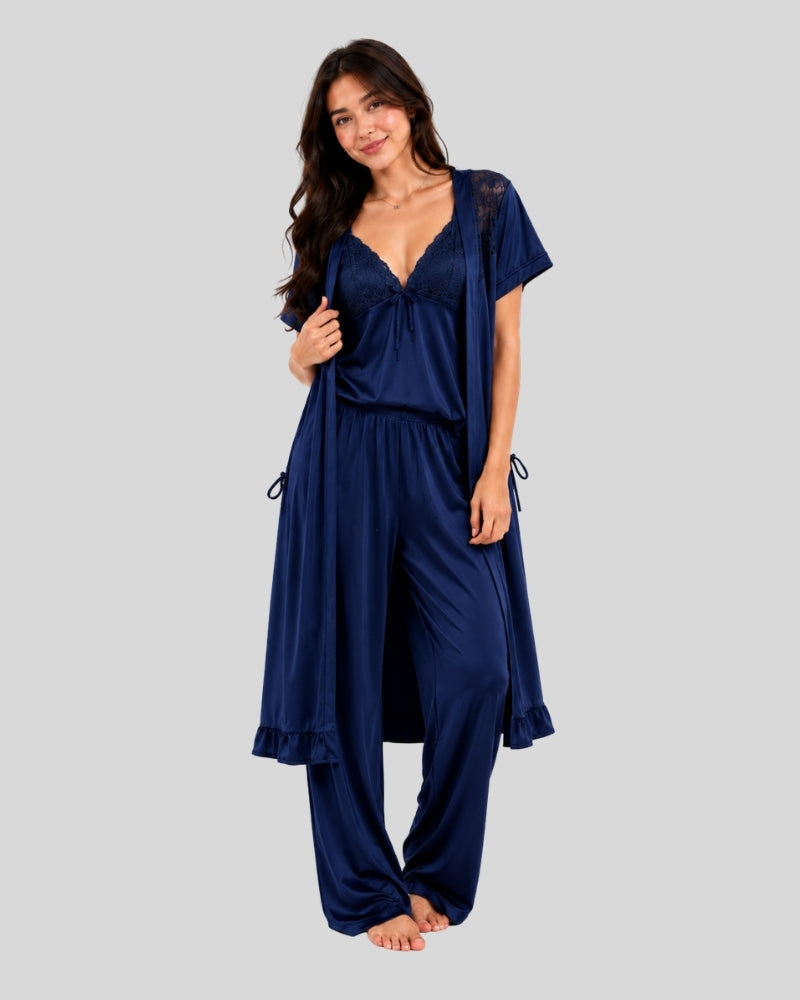 Navy Blue 5-Piece Silk Set