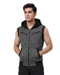 Charcoal Sleeveless Hooded Zipper