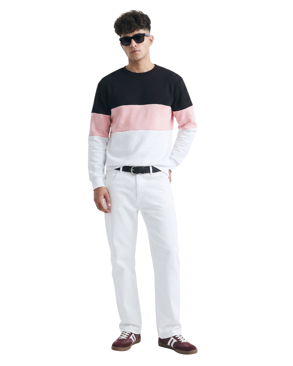 Black Pink And White Block Sweatshirt