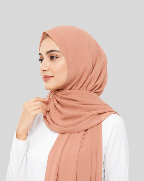 Blush Peach Premium Chiffon Hijab with Built-in Magnets