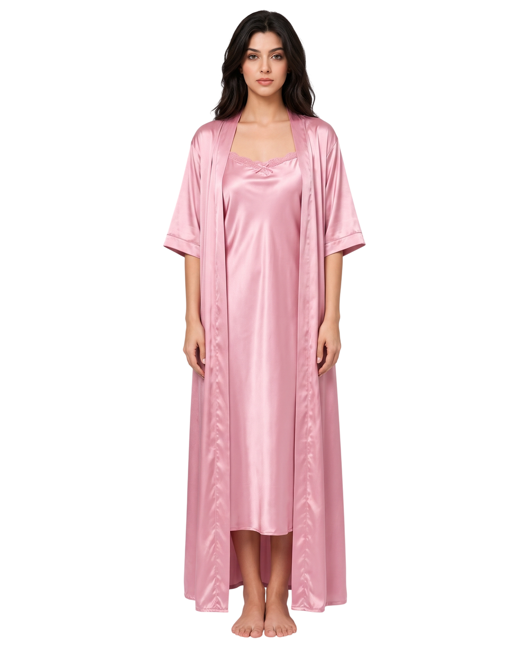 Blush Pink Silk 2-Piece Nightwear Set
