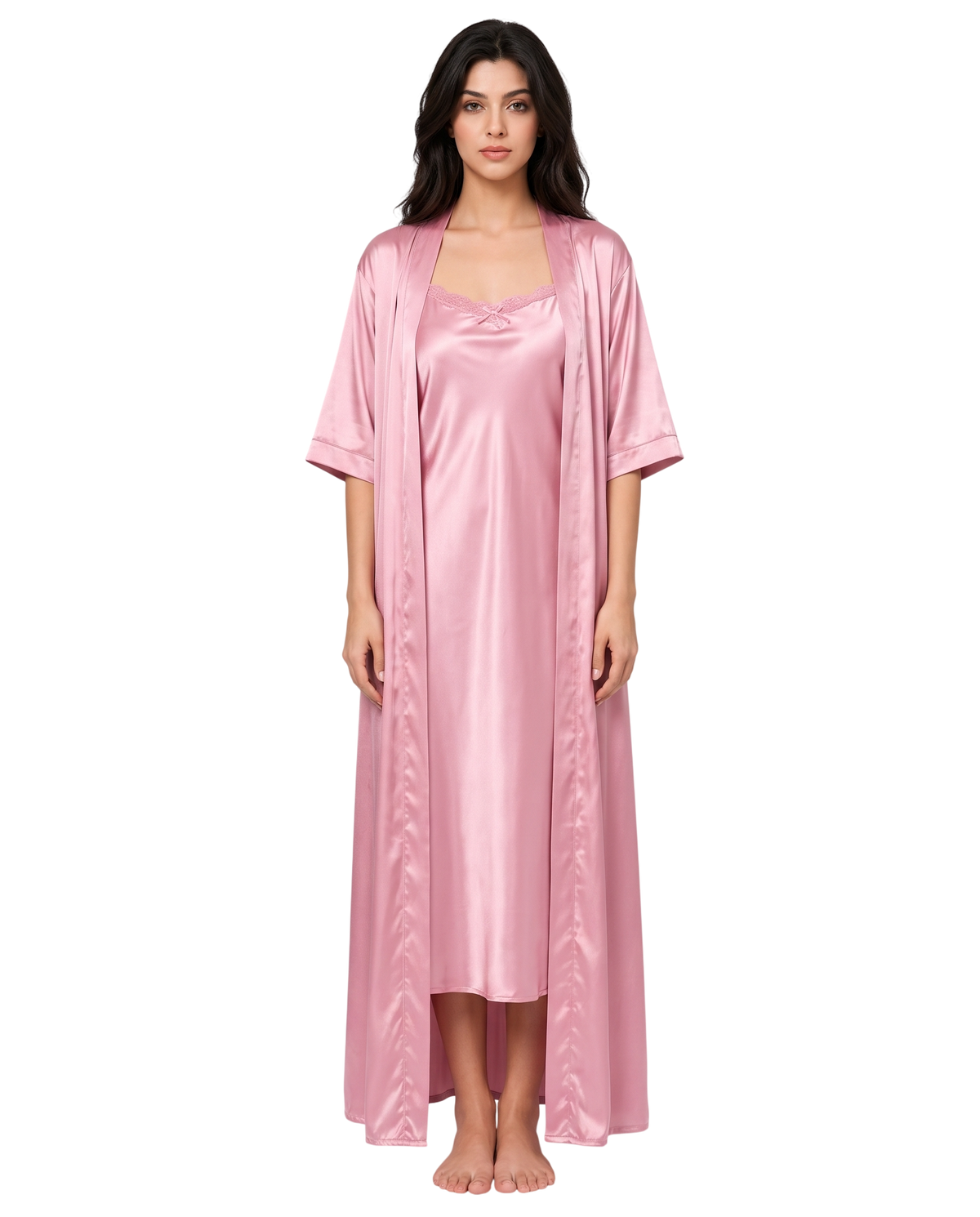 Blush Pink Silk 2-Piece Nightwear Set
