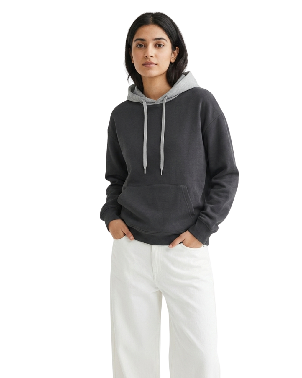 Charcoal With Grey Basic Kangaroo Hoodie