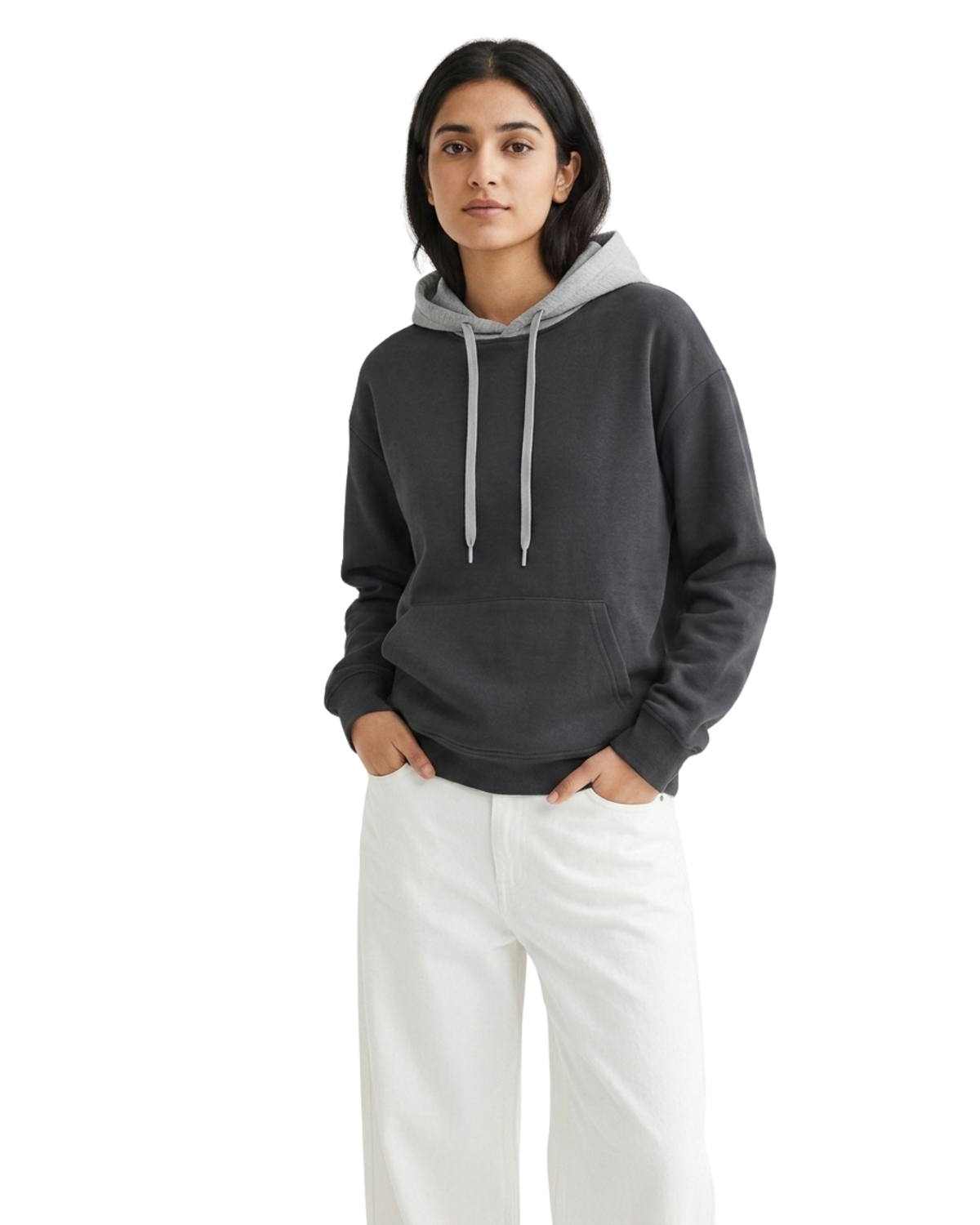 Charcoal With Grey Basic Kangaroo Hoodie