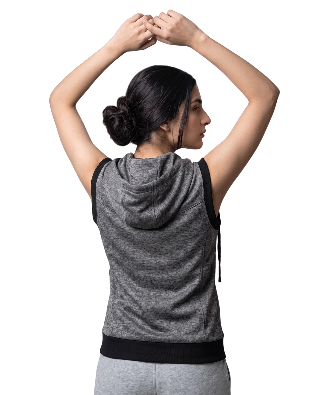 Charcoal Sleeveless Hooded Zipper