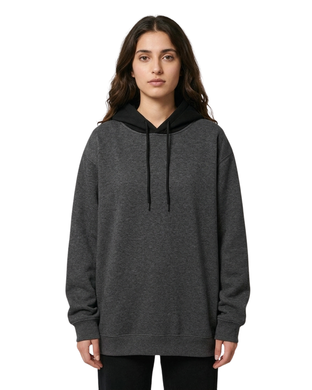 Charcoal With Black Basic Kangaroo Hoodie