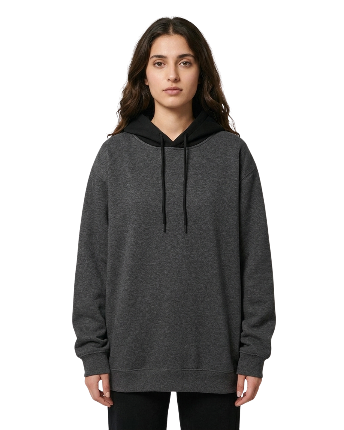 Charcoal With Black Basic Kangaroo Hoodie