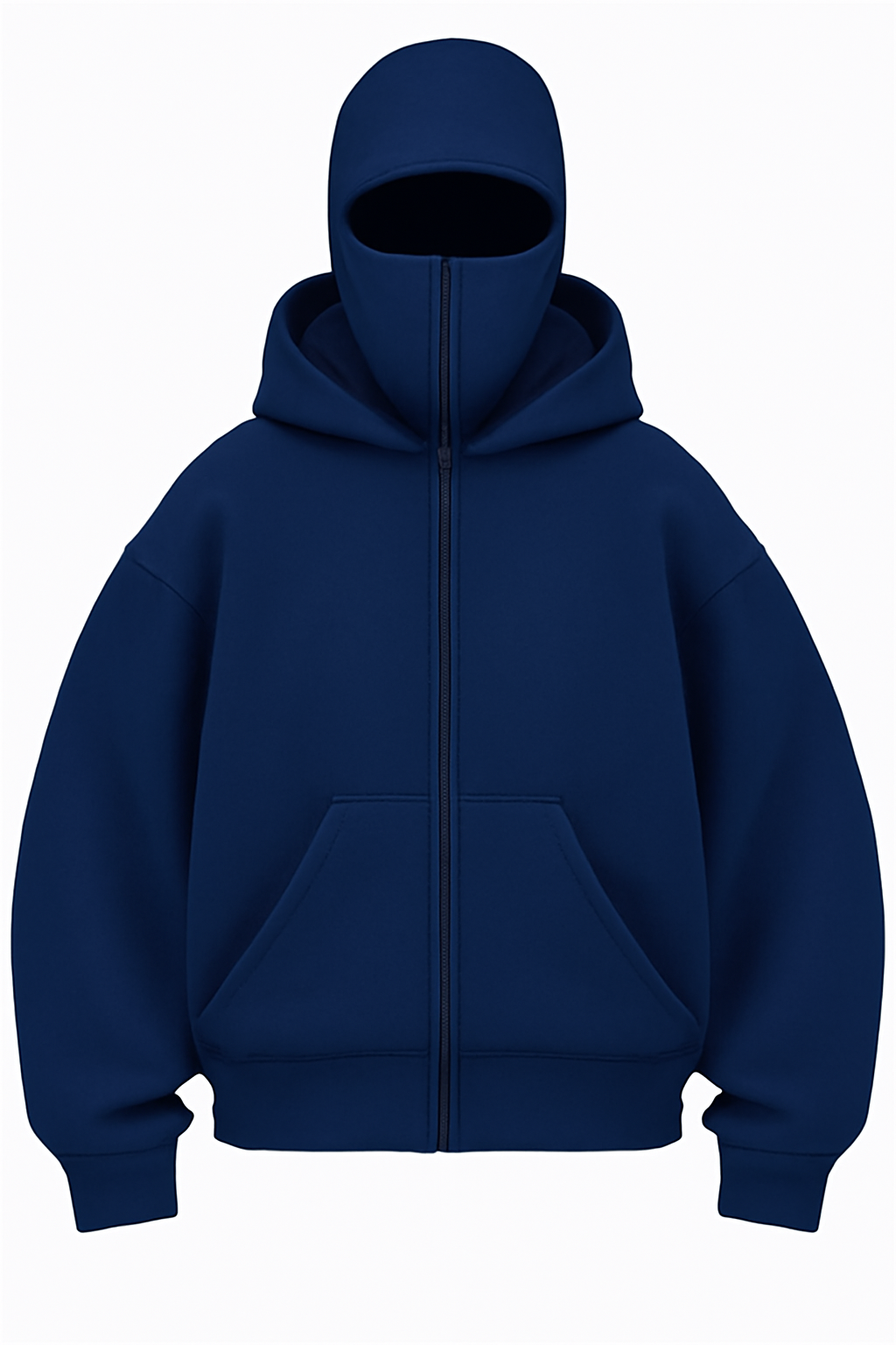 Navy Blue Balaclava Ninja Zipper Hoodie Jacket