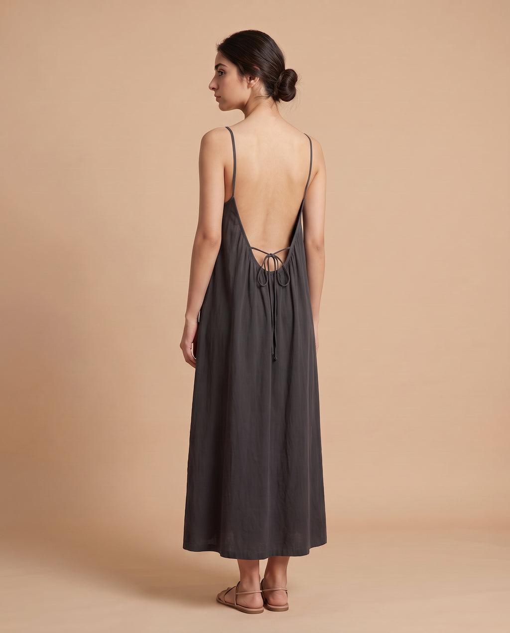 LunaFlow Backless Maxi | Dark Grey