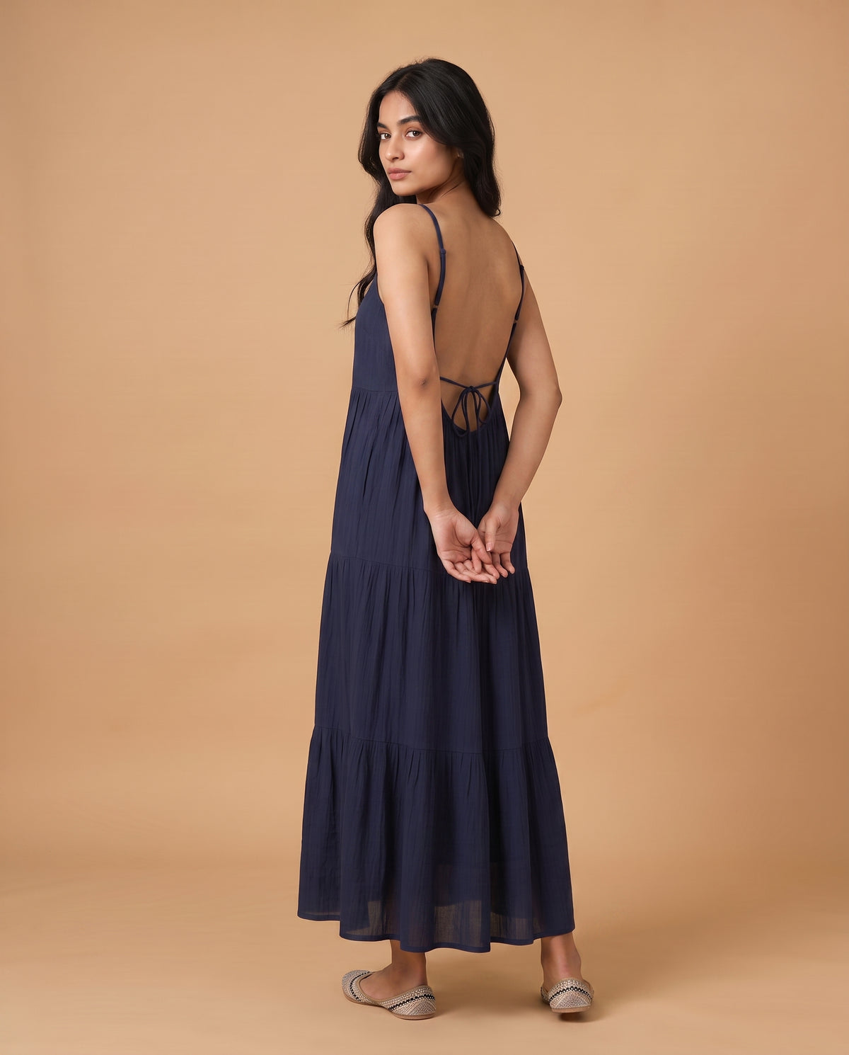 LunaFlow Backless Maxi | Navy Blue