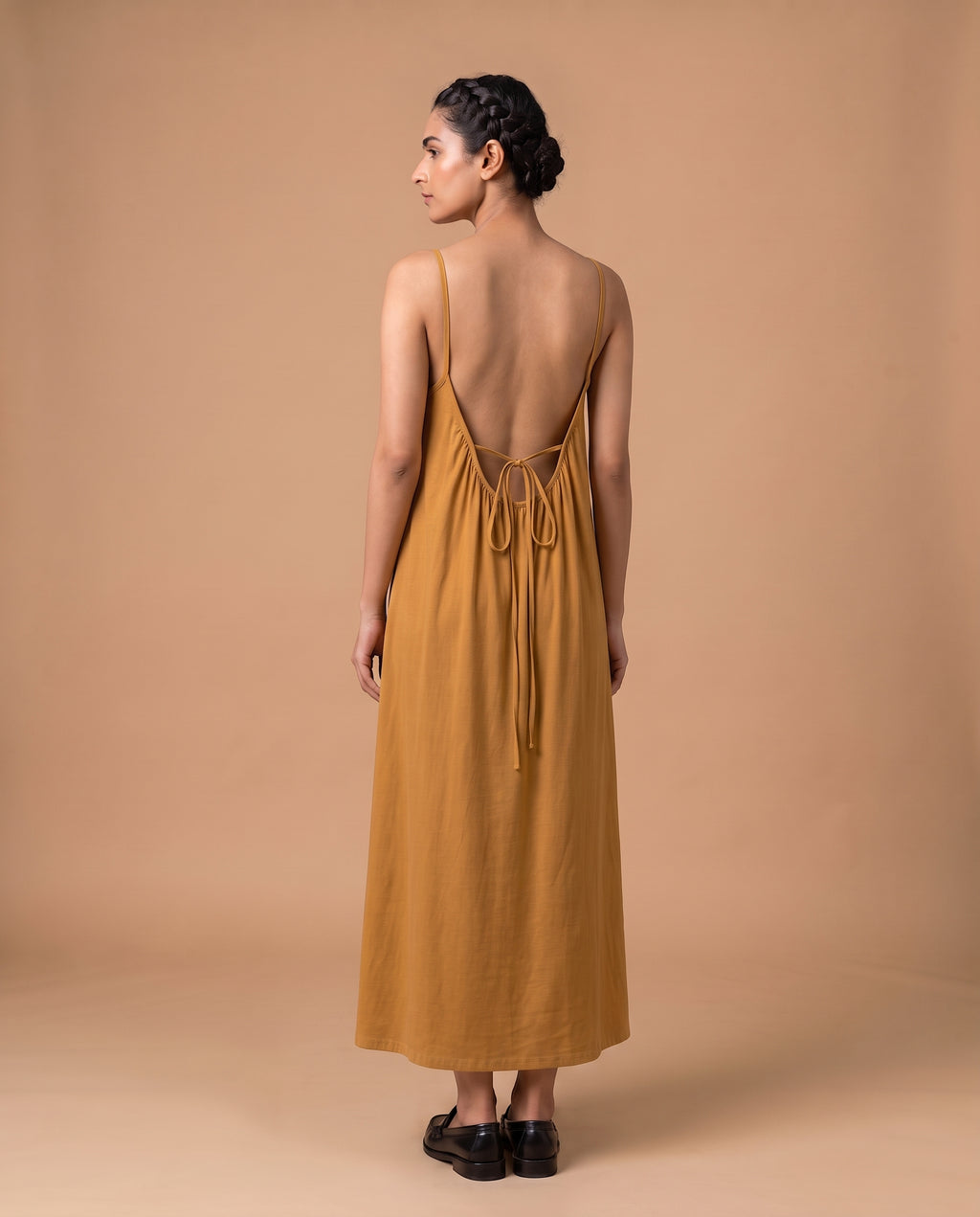LunaFlow Backless Maxi | Mustard