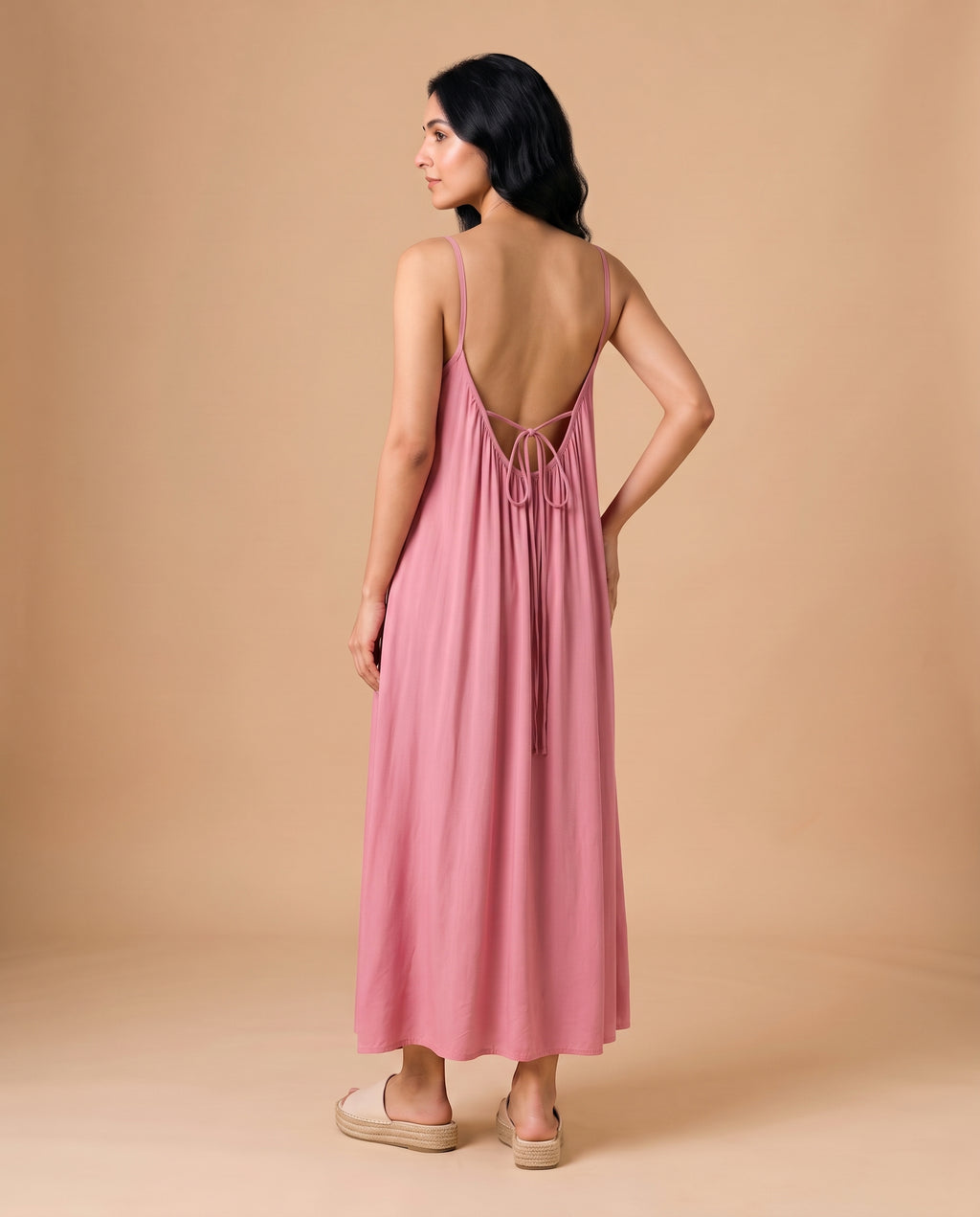 LunaFlow Backless Maxi | Baby Pink