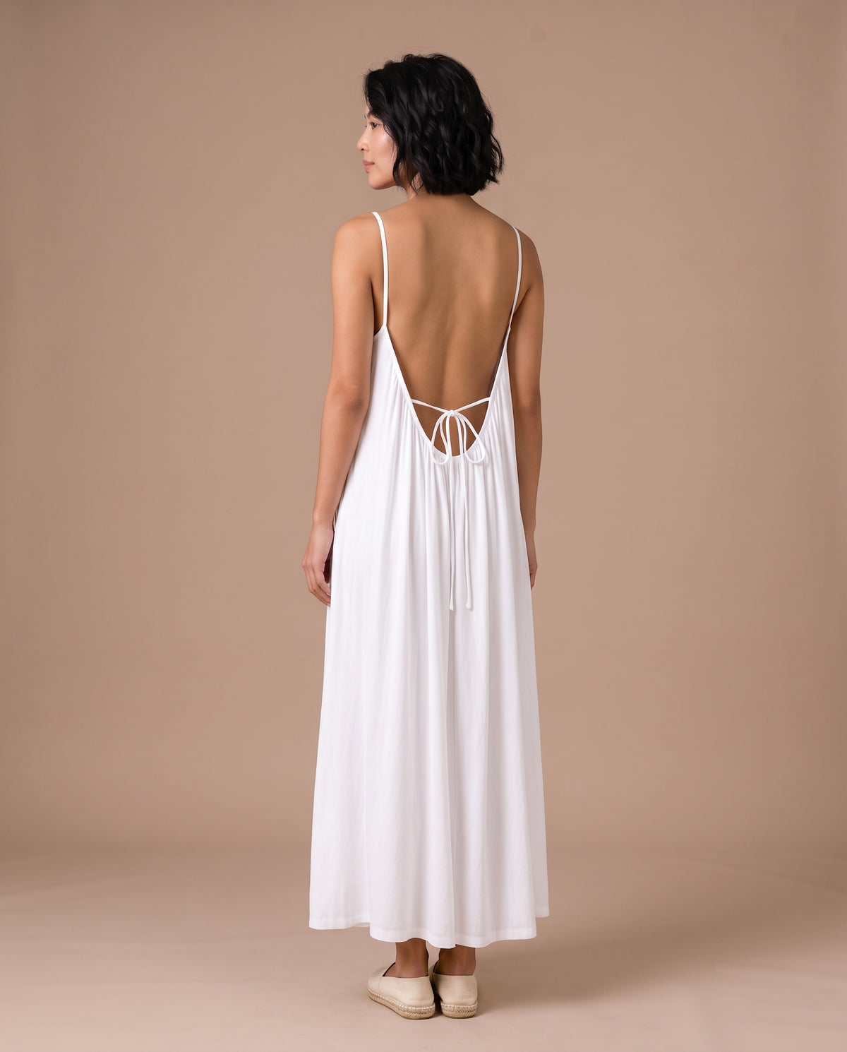 LunaFlow Backless Maxi | Pearl White
