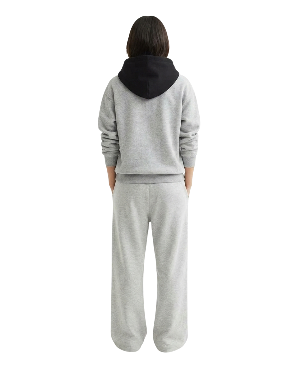 Grey With Black Basic Kangaroo Hoodie