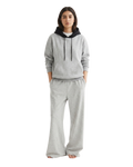 Grey With Black Basic Kangaroo Hoodie