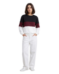 Maroon And White with Black Fiber block Sweatshirt