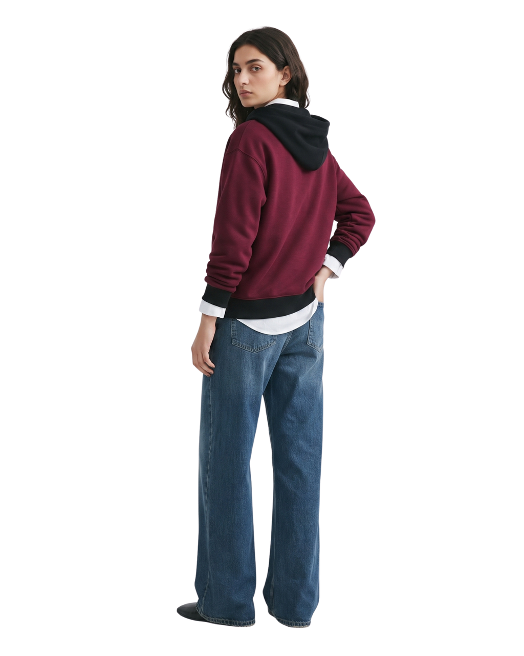 Maroon With Black Basic Kangaroo Hoodie