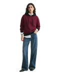 Maroon With Black Basic Kangaroo Hoodie