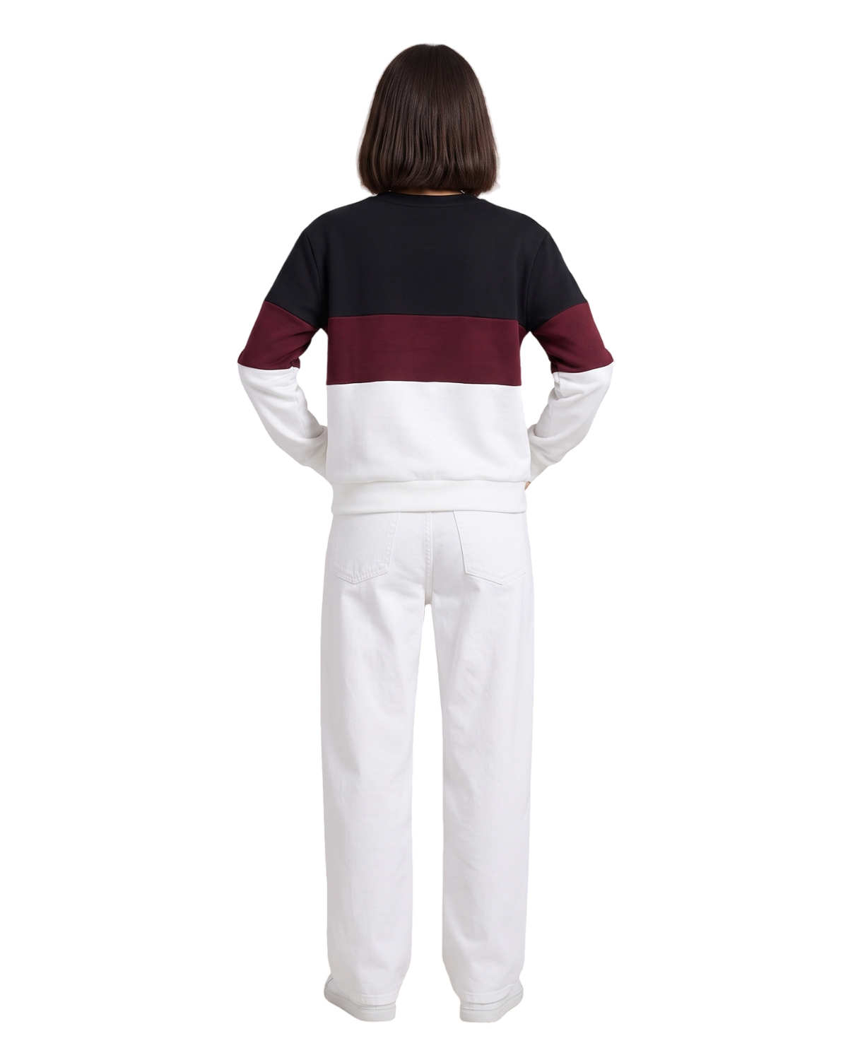 Maroon And White with Black Fiber block Sweatshirt