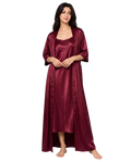 Maroon Elegance Silk 2-Piece Nightwear Set