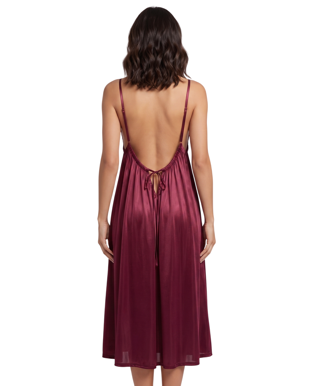 Maroon Grace Silk Maxi Nightdress