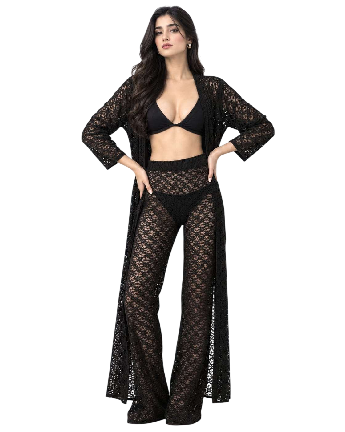 Midnight Black Net Lace Dress