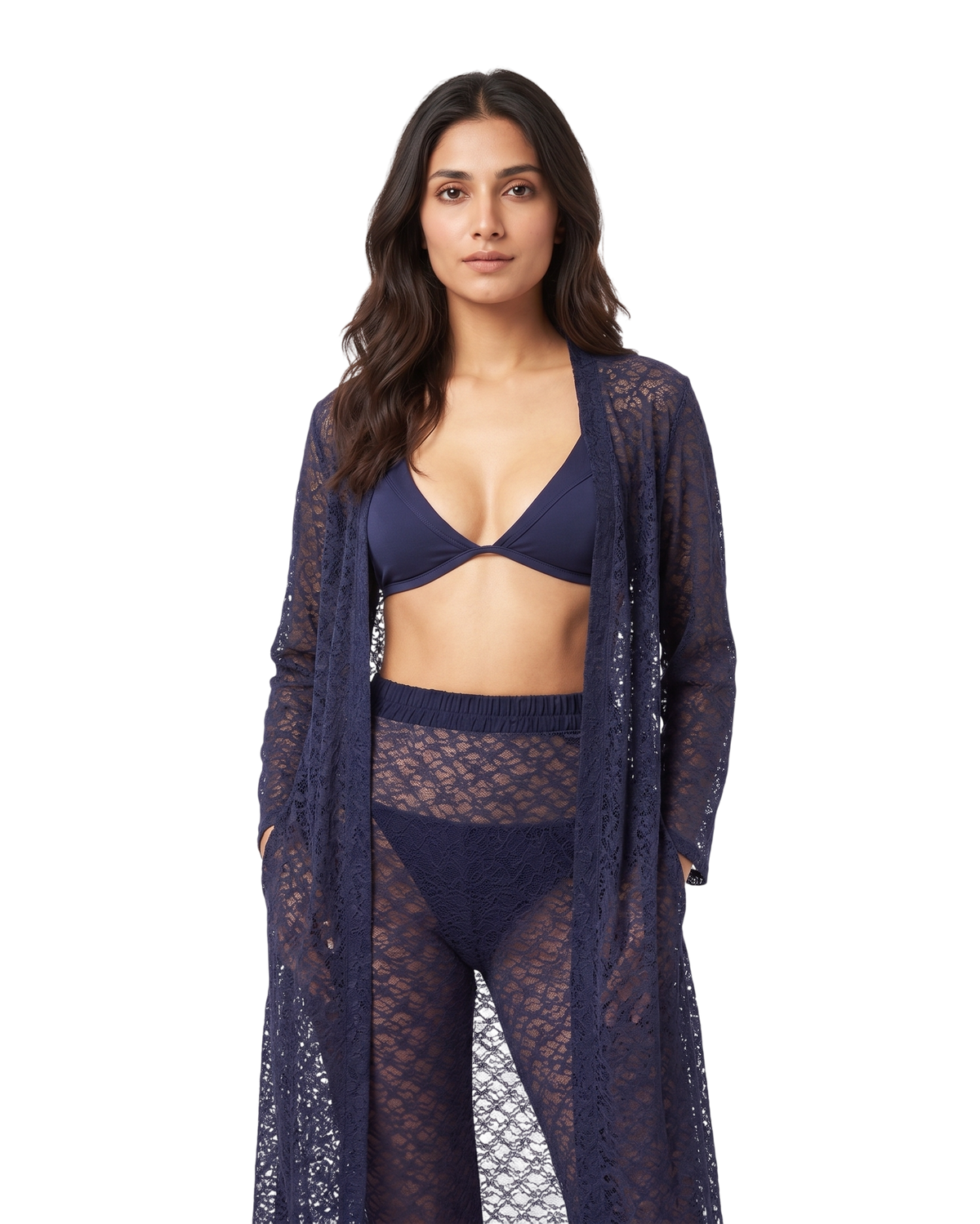 Midnight Navy Blue Net Lace Dress