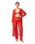 Midnight Ruby Red Net Lace Dress Set