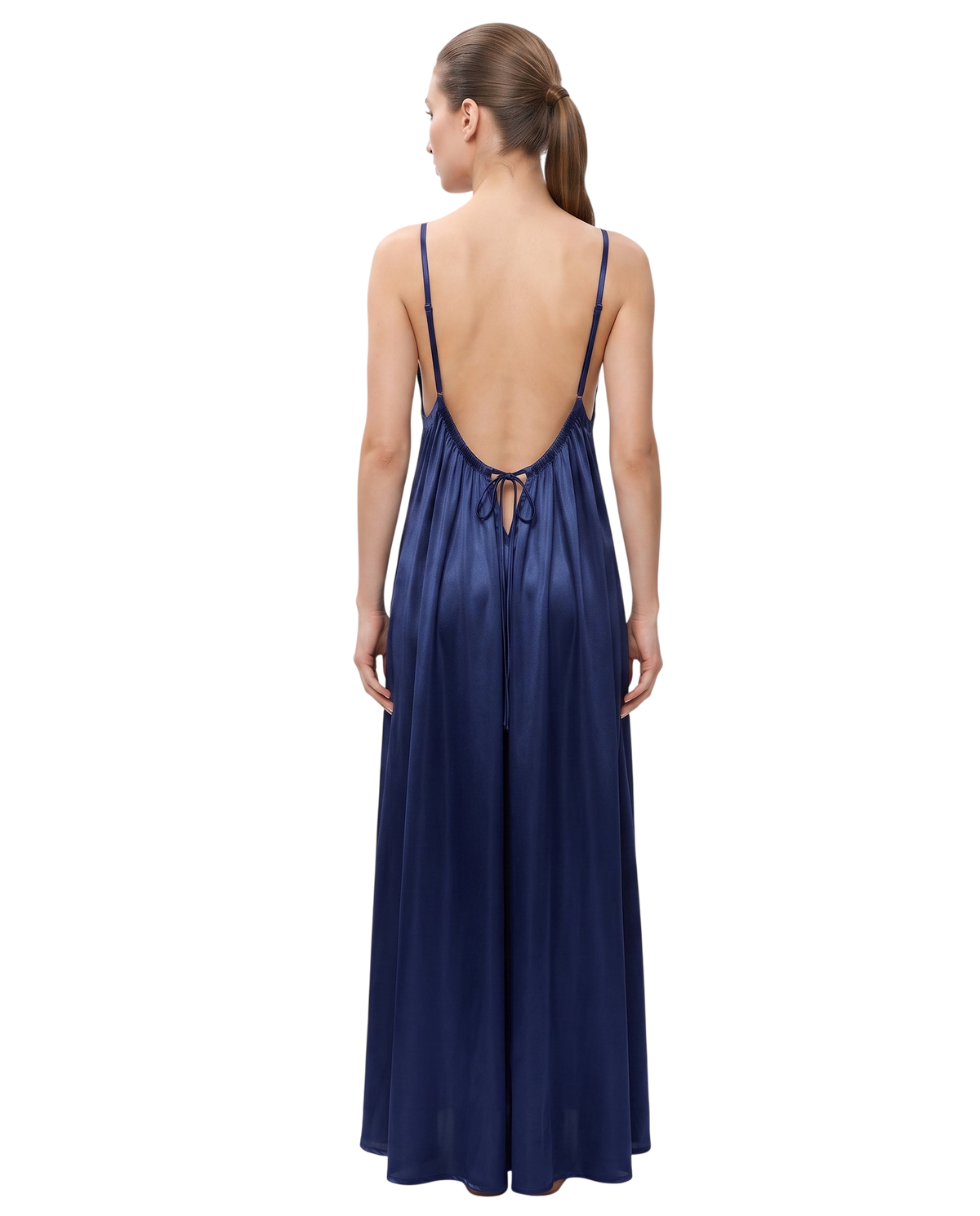 Navy Blue Silk Maxi Nightdress