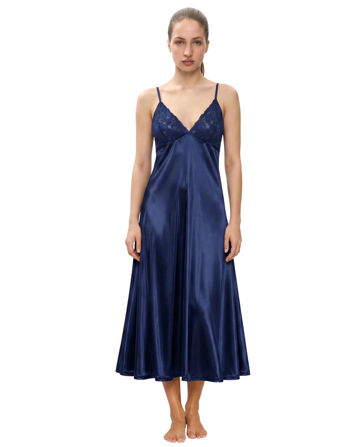 Navy Blue Silk Maxi Nightdress