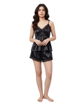 Noir Black Satin Lace Cami Short Set