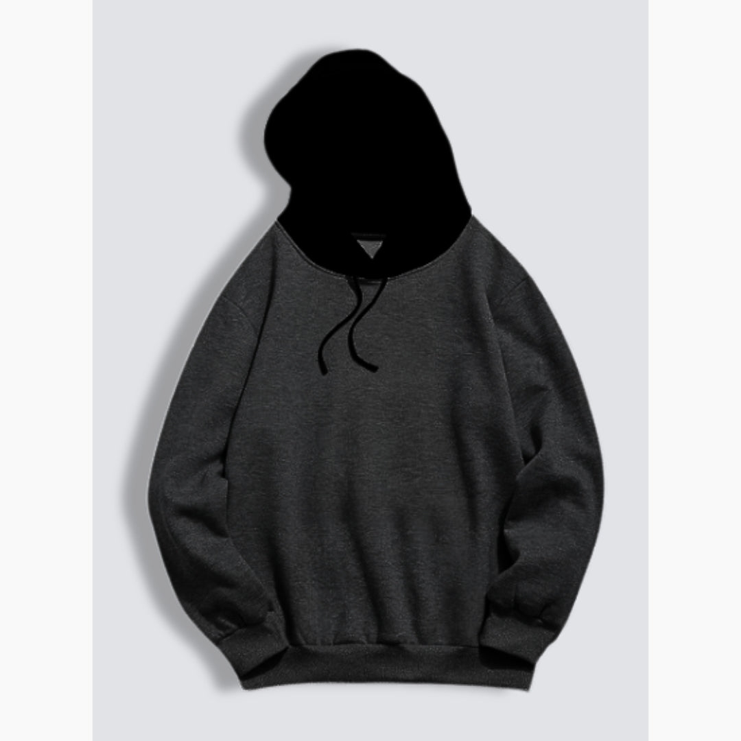 Charcoal With Black Basic Kangaroo Hoodie