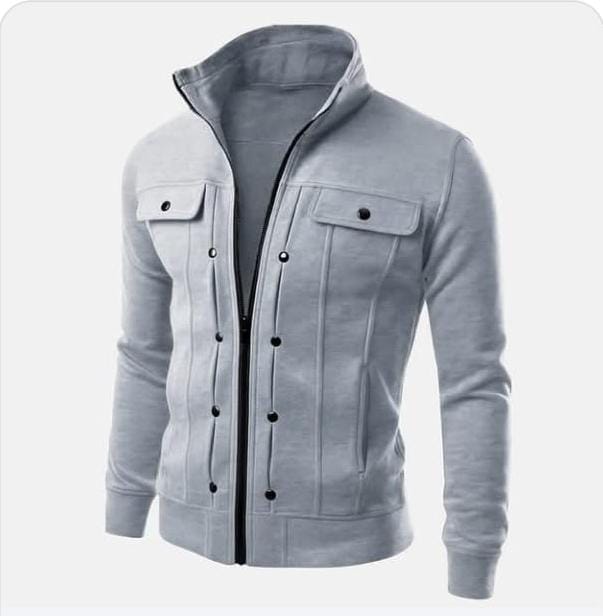 Grey Modern Style Zipper Jacket For Men